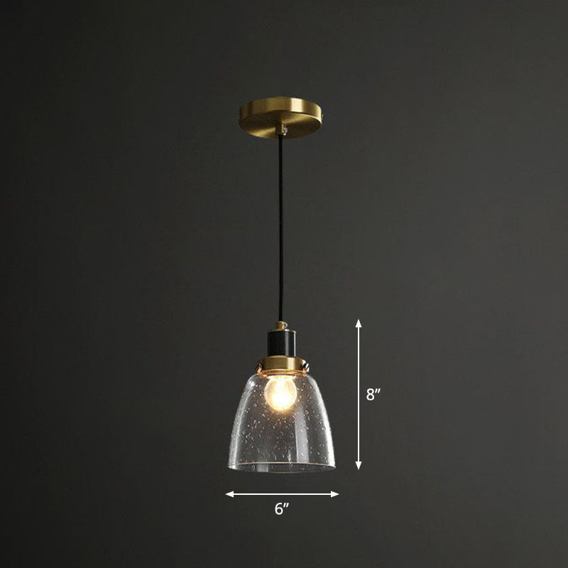 Geometry Pendant Lighting Fixture Simple Clear Seeded Glass Single Bedroom Hanging Lamp Clear B Clearhalo 'Ceiling Lights' 'Modern Pendants' 'Modern' 'Pendant Lights' 'Pendants' Lighting' 2255053
