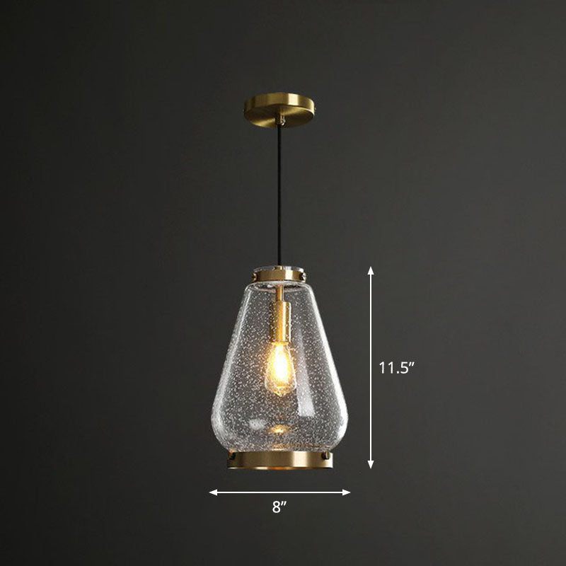 Geometry Pendant Lighting Fixture Simple Clear Seeded Glass Single Bedroom Hanging Lamp Clear C Clearhalo 'Ceiling Lights' 'Modern Pendants' 'Modern' 'Pendant Lights' 'Pendants' Lighting' 2255054