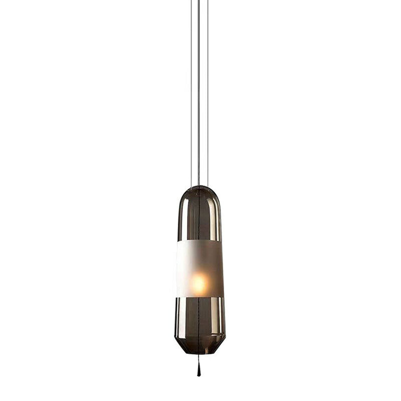 Nordic Elliptical Suspension Light Glass 1 Bulb Dining Room Ceiling Pendant Lamp with Pull Chain Clearhalo 'Ceiling Lights' 'Modern Pendants' 'Modern' 'Pendant Lights' 'Pendants' Lighting' 2255068