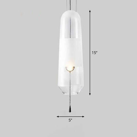 Nordic Elliptical Suspension Light Glass 1 Bulb Dining Room Ceiling Pendant Lamp with Pull Chain Clear Clearhalo 'Ceiling Lights' 'Modern Pendants' 'Modern' 'Pendant Lights' 'Pendants' Lighting' 2255070