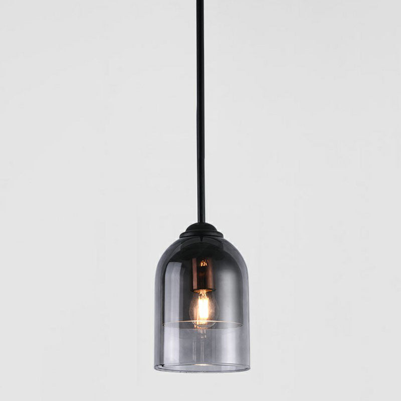 Cloche Smoke Grey Glass Pendant Lighting Modern 1 Head Black Hanging Light Fixture Clearhalo 'Ceiling Lights' 'Modern Pendants' 'Modern' 'Pendant Lights' 'Pendants' Lighting' 2255086