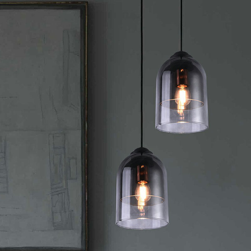 Cloche Smoke Grey Glass Pendant Lighting Modern 1 Head Black Hanging Light Fixture Clearhalo 'Ceiling Lights' 'Modern Pendants' 'Modern' 'Pendant Lights' 'Pendants' Lighting' 2255089