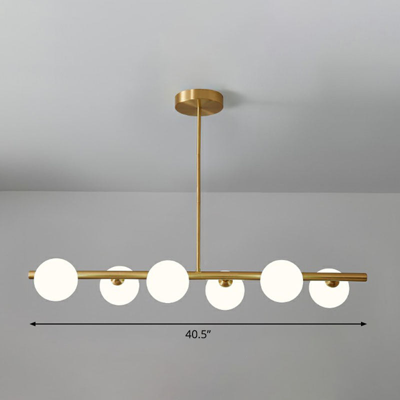 Glass Sphere Island Pendant Light Postmodern Brass Plated Hanging Lighting for Dining Room 6 White Clearhalo 'Ceiling Lights' 'Island Lights' Lighting' 2255158