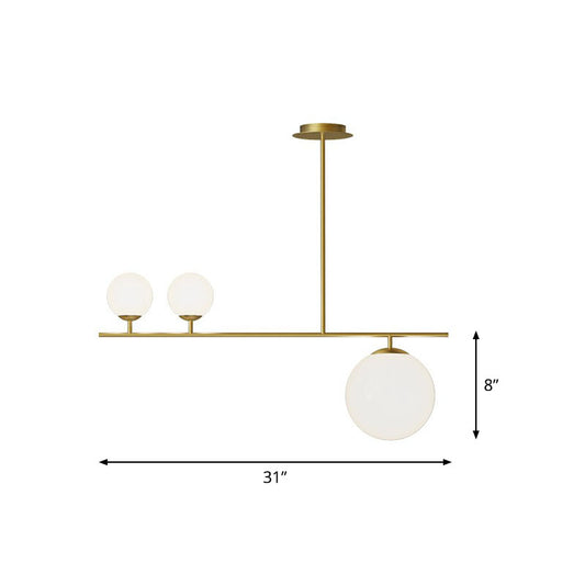 Simplicity Globe Hanging Lamp Opal Glass 3 Bulbs Dining Room Island Lighting in Gold Clearhalo 'Ceiling Lights' 'Island Lights' Lighting' 2255167