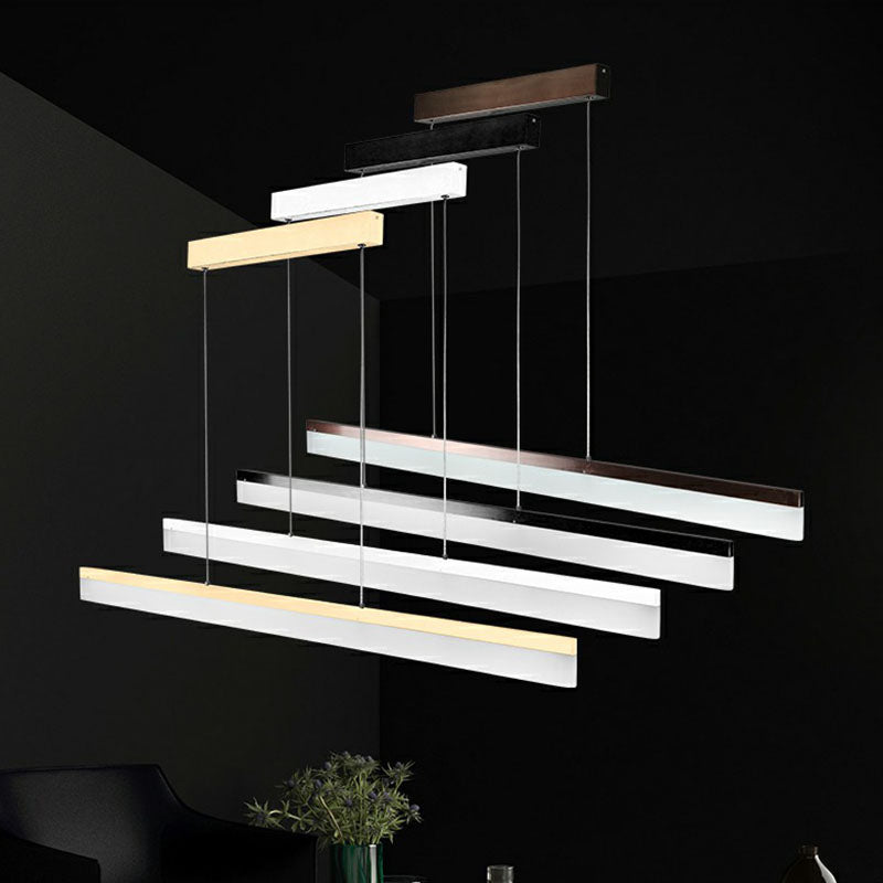 Acrylic Rectangular Linear Chandelier Pendant Light Contemporary LED Hanging Light in White Light Clearhalo 'Ceiling Lights' 'Chandeliers' 'Modern Chandeliers' 'Modern' Lighting' 2255193