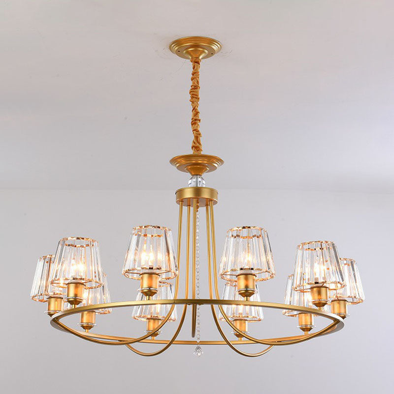 Postmodern Circle Chandelier Lighting Metal Living Room Ceiling Light with Tapered Crystal Shade Clearhalo 'Ceiling Lights' 'Chandeliers' 'Modern Chandeliers' 'Modern' Lighting' 2255271