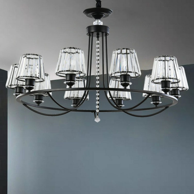 Postmodern Circle Chandelier Lighting Metal Living Room Ceiling Light with Tapered Crystal Shade Clearhalo 'Ceiling Lights' 'Chandeliers' 'Modern Chandeliers' 'Modern' Lighting' 2255282