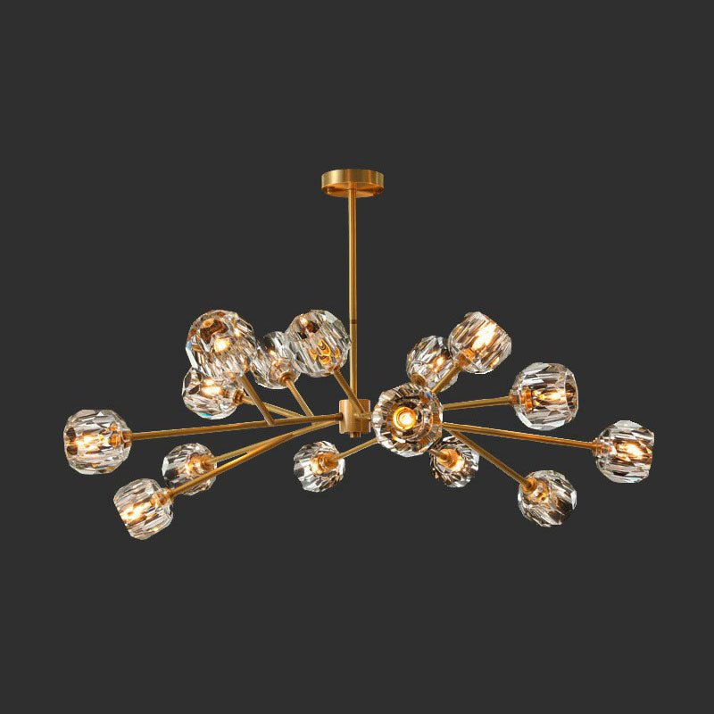 Sputnik Ceiling Chandelier Post-Modern Crystal Orbs Gold Finish Hanging Light for Living Room Clearhalo 'Ceiling Lights' 'Chandeliers' 'Modern Chandeliers' 'Modern' Lighting' 2255331