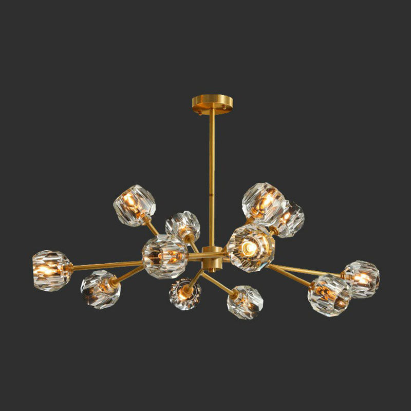 Sputnik Ceiling Chandelier Post-Modern Crystal Orbs Gold Finish Hanging Light for Living Room Clearhalo 'Ceiling Lights' 'Chandeliers' 'Modern Chandeliers' 'Modern' Lighting' 2255333