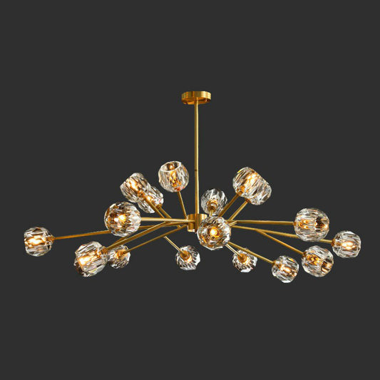 Sputnik Ceiling Chandelier Post-Modern Crystal Orbs Gold Finish Hanging Light for Living Room Clearhalo 'Ceiling Lights' 'Chandeliers' 'Modern Chandeliers' 'Modern' Lighting' 2255335
