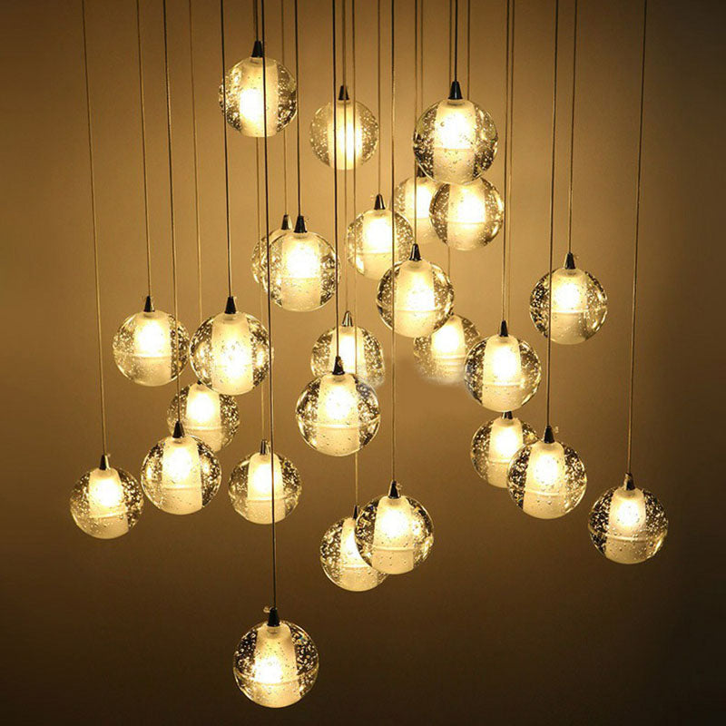 Meteor Shower Multi Light Pendant Chandelier Modern Seedy Glass Clear Suspension Light Fixture Clearhalo 'Ceiling Lights' 'Modern Pendants' 'Modern' 'Pendant Lights' 'Pendants' Lighting' 2255374