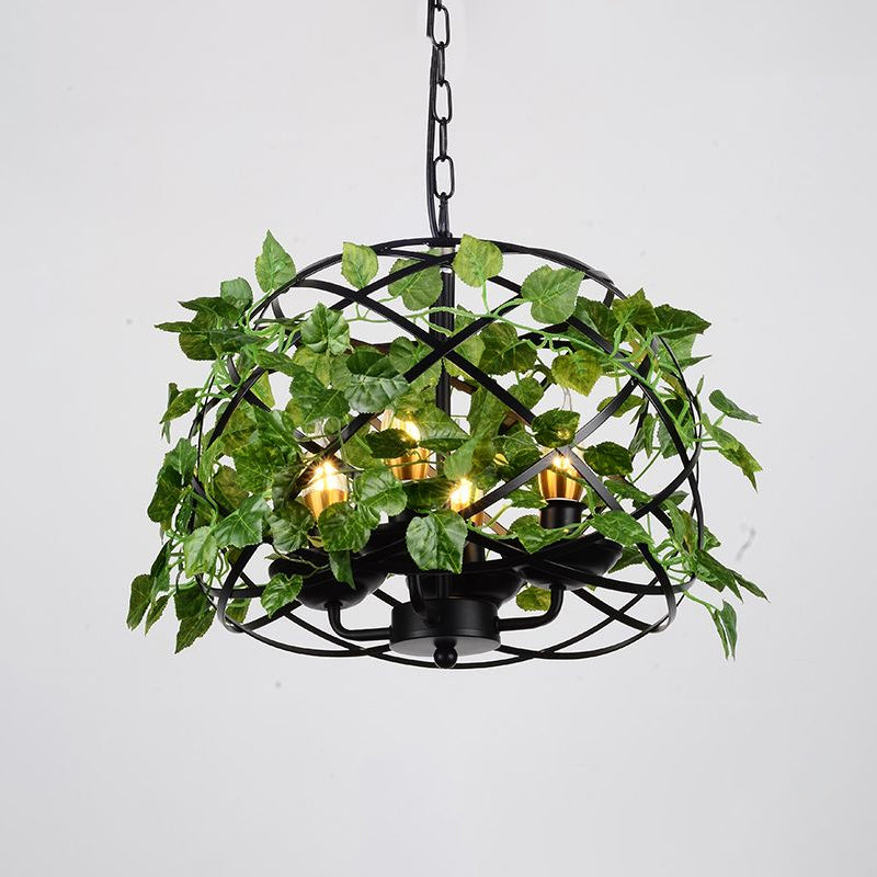 Single Suspension Lighting Retro Bird Nest Iron Pendant Ceiling Light with Decorative Ivy in Green Clearhalo 'Art Deco Pendants' 'Cast Iron' 'Ceiling Lights' 'Ceramic' 'Crystal' 'Industrial Pendants' 'Industrial' 'Metal' 'Middle Century Pendants' 'Pendant Lights' 'Pendants' 'Tiffany' Lighting' 2255500