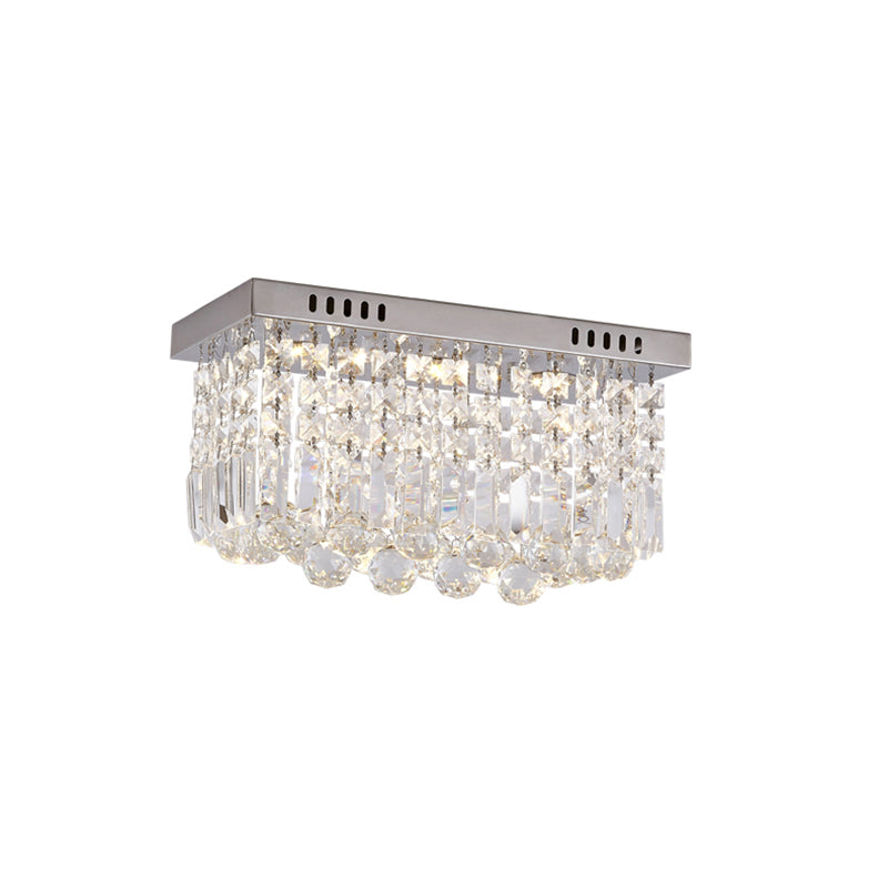 8"/16" W Chrome Cubic/Cuboid Flush Mount Modern Crystal Bedroom LED Flush Ceiling Light Fixture Clearhalo 'Ceiling Lights' 'Close To Ceiling Lights' 'Close to ceiling' 'Flush mount' Lighting' 225554