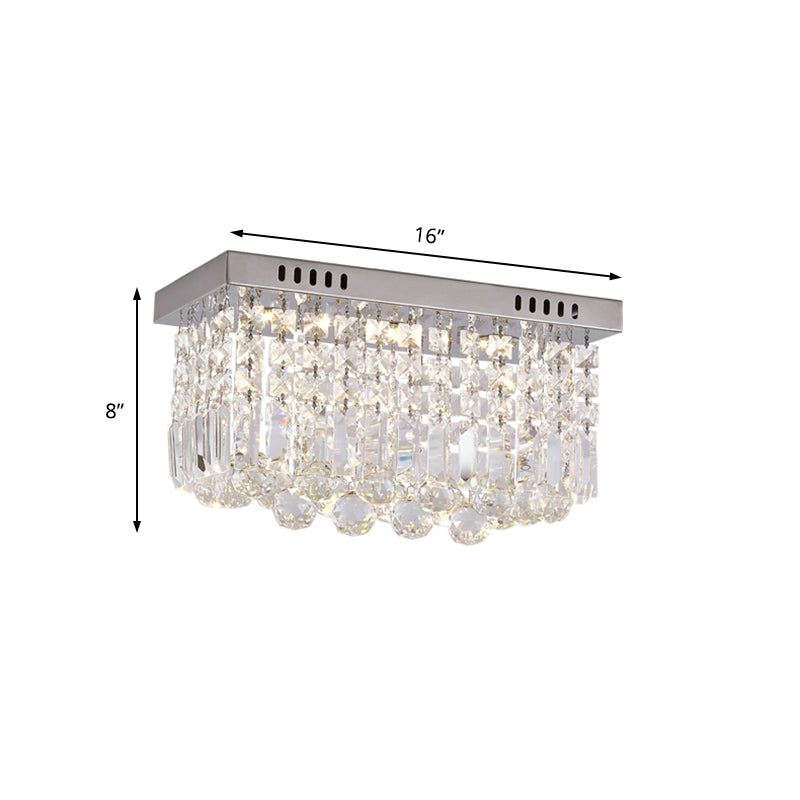 8"/16" W Chrome Cubic/Cuboid Flush Mount Modern Crystal Bedroom LED Flush Ceiling Light Fixture Clearhalo 'Ceiling Lights' 'Close To Ceiling Lights' 'Close to ceiling' 'Flush mount' Lighting' 225555