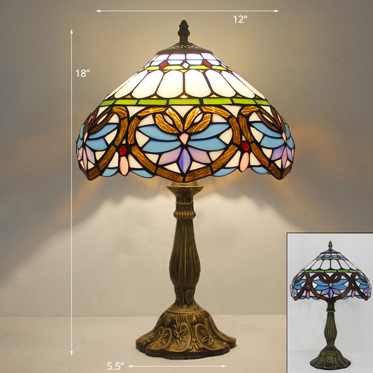 Tiffany Bowl Nightstand Lamp Single-Bulb Stained Glass Table Light Ideas for Restaurant Purple Clearhalo 'Lamps' 'Table Lamps' Lighting' 2255564