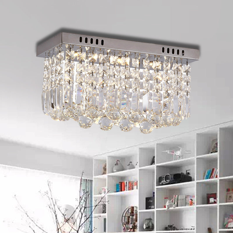 8"/16" W Chrome Cubic/Cuboid Flush Mount Modern Crystal Bedroom LED Flush Ceiling Light Fixture Clearhalo 'Ceiling Lights' 'Close To Ceiling Lights' 'Close to ceiling' 'Flush mount' Lighting' 225563