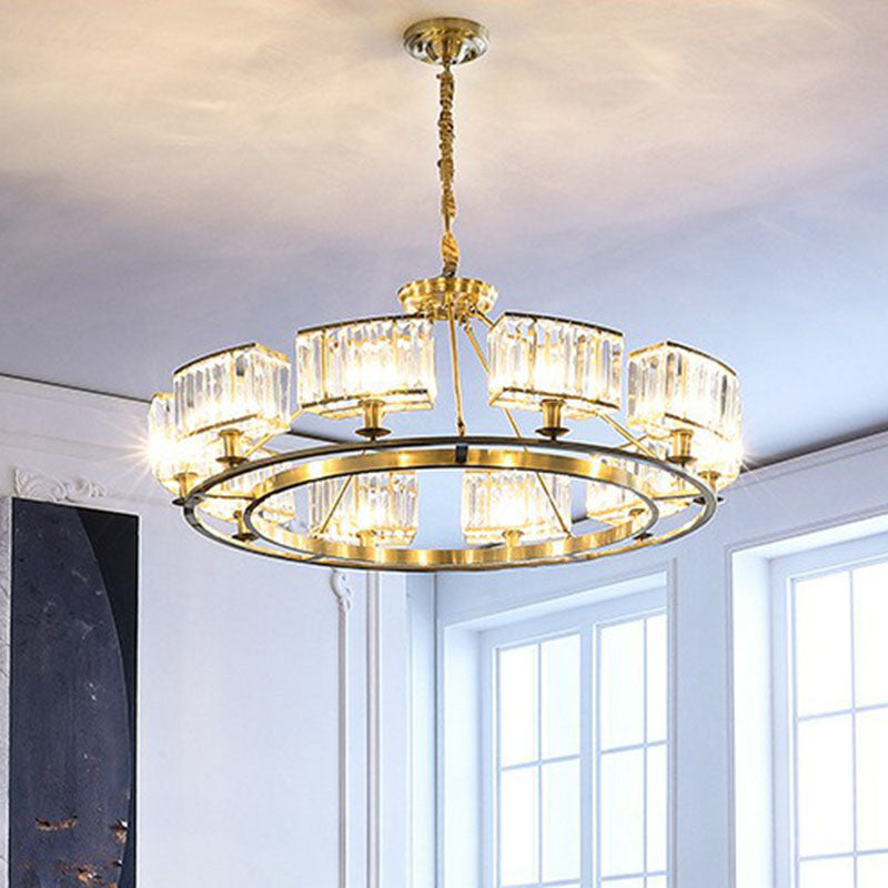 Round Chandelier Pendant Light Contemporary K9 Crystal Living Room Hanging Light in Gold Clearhalo 'Ceiling Lights' 'Chandeliers' 'Modern Chandeliers' 'Modern' Lighting' 2255637