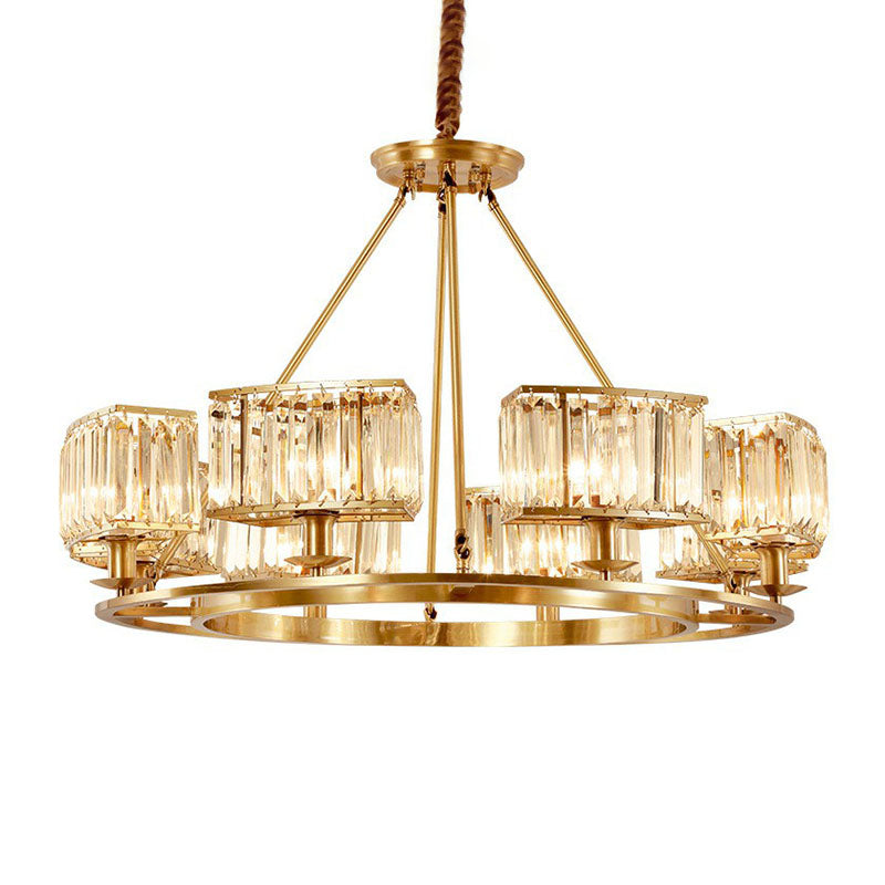 Round Chandelier Pendant Light Contemporary K9 Crystal Living Room Hanging Light in Gold Clearhalo 'Ceiling Lights' 'Chandeliers' 'Modern Chandeliers' 'Modern' Lighting' 2255639