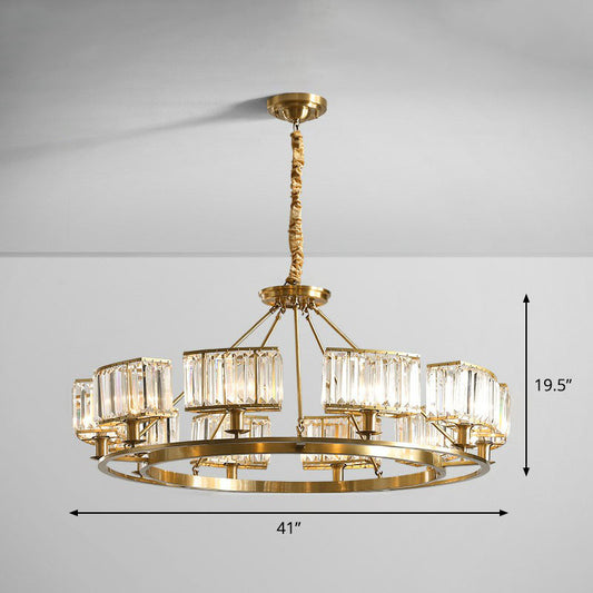 Round Chandelier Pendant Light Contemporary K9 Crystal Living Room Hanging Light in Gold 10 Gold Clearhalo 'Ceiling Lights' 'Chandeliers' 'Modern Chandeliers' 'Modern' Lighting' 2255640
