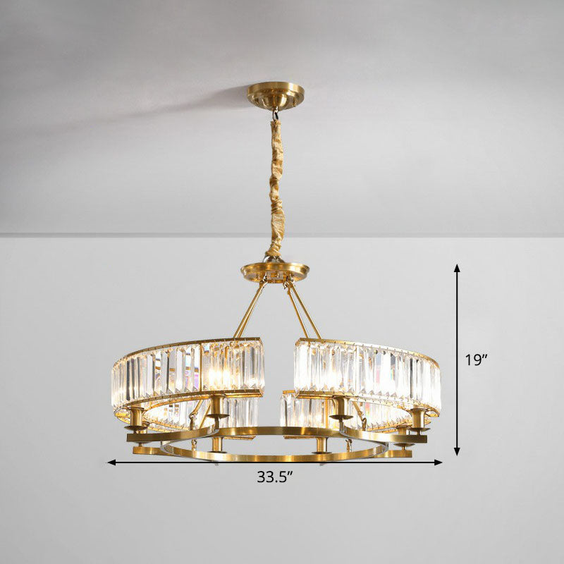 Round Chandelier Pendant Light Contemporary K9 Crystal Living Room Hanging Light in Gold Clearhalo 'Ceiling Lights' 'Chandeliers' 'Modern Chandeliers' 'Modern' Lighting' 2255641