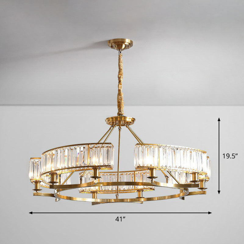 Round Chandelier Pendant Light Contemporary K9 Crystal Living Room Hanging Light in Gold Clearhalo 'Ceiling Lights' 'Chandeliers' 'Modern Chandeliers' 'Modern' Lighting' 2255643