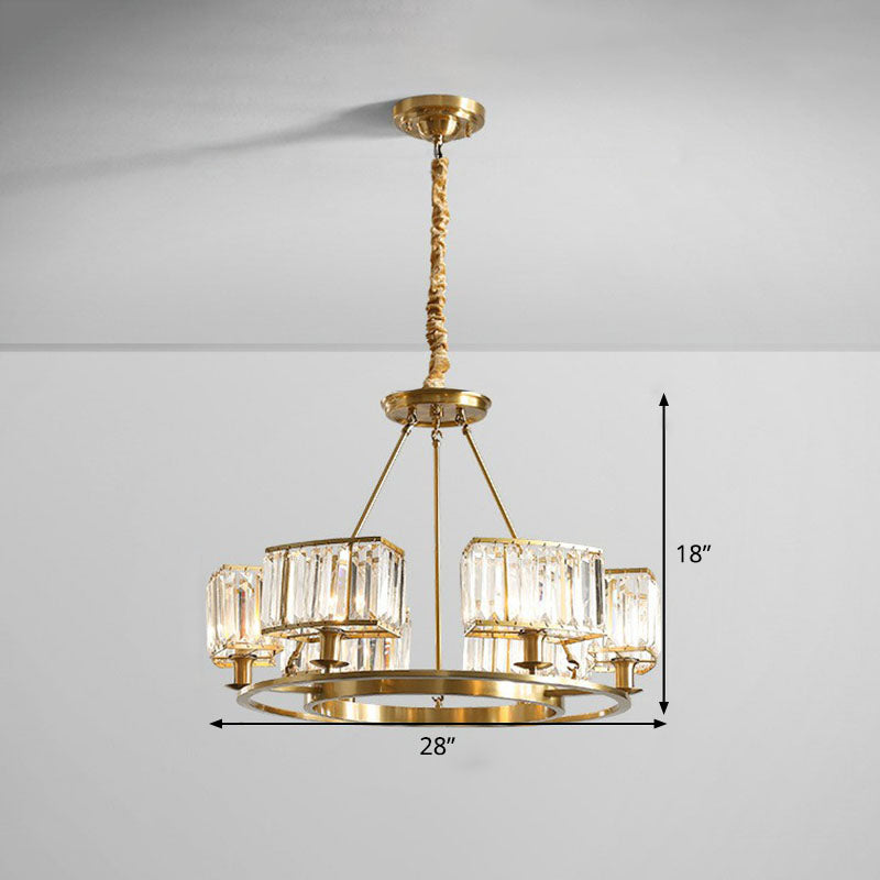 Round Chandelier Pendant Light Contemporary K9 Crystal Living Room Hanging Light in Gold 6 Gold Clearhalo 'Ceiling Lights' 'Chandeliers' 'Modern Chandeliers' 'Modern' Lighting' 2255645
