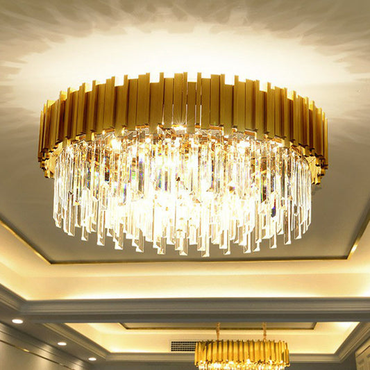 Round Chandelier Lighting Minimalist Prismatic Crystal Gold Pendant Light for Living Room Clearhalo 'Ceiling Lights' 'Chandeliers' 'Modern Chandeliers' 'Modern' Lighting' 2255661