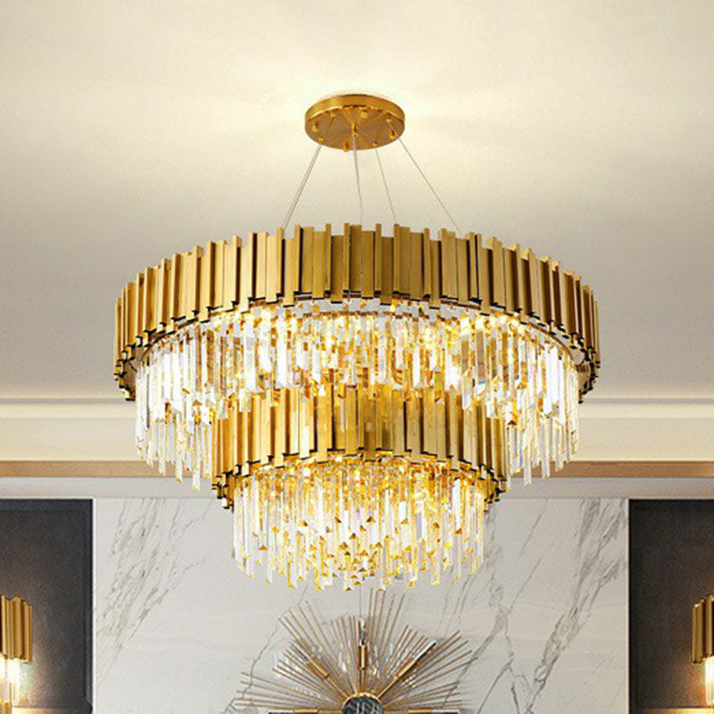 Round Chandelier Lighting Minimalist Prismatic Crystal Gold Pendant Light for Living Room Clearhalo 'Ceiling Lights' 'Chandeliers' 'Modern Chandeliers' 'Modern' Lighting' 2255662