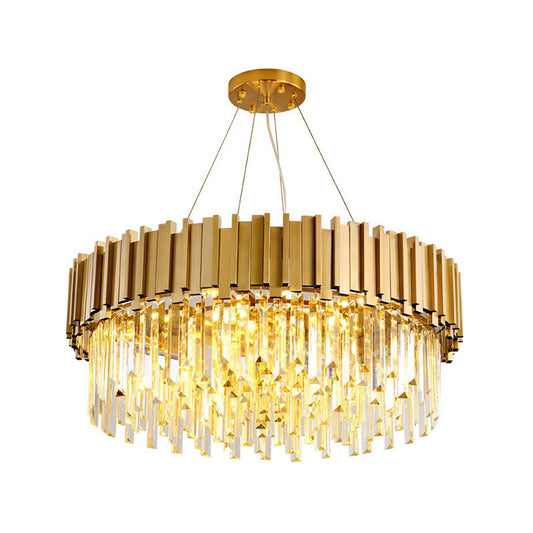 Round Chandelier Lighting Minimalist Prismatic Crystal Gold Pendant Light for Living Room Clearhalo 'Ceiling Lights' 'Chandeliers' 'Modern Chandeliers' 'Modern' Lighting' 2255663