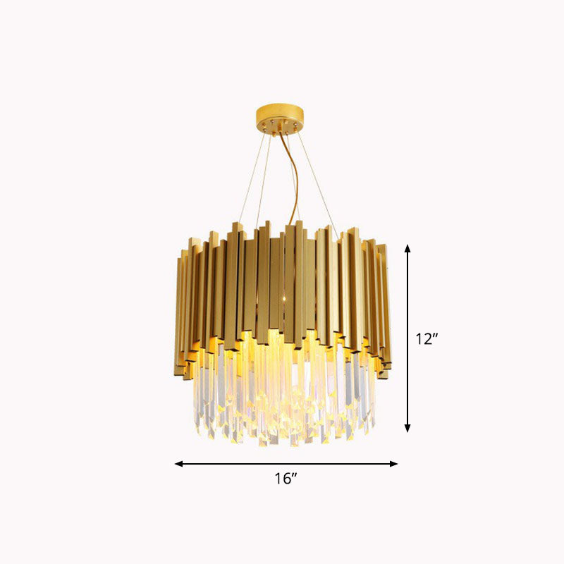 Round Chandelier Lighting Minimalist Prismatic Crystal Gold Pendant Light for Living Room Gold 16" Clearhalo 'Ceiling Lights' 'Chandeliers' 'Modern Chandeliers' 'Modern' Lighting' 2255664