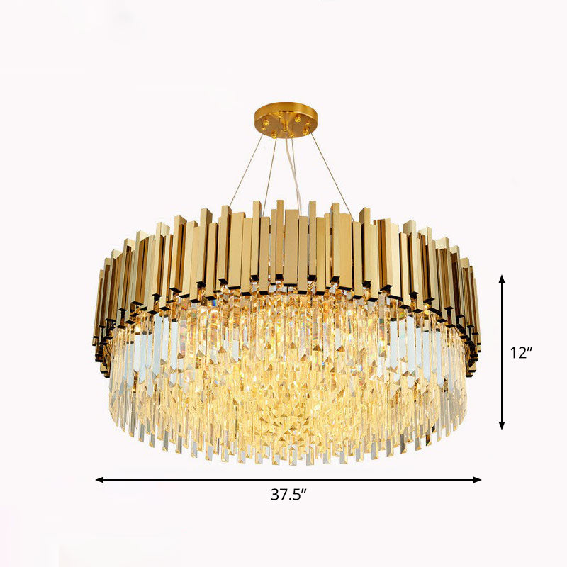 Round Chandelier Lighting Minimalist Prismatic Crystal Gold Pendant Light for Living Room Gold 37.5" Clearhalo 'Ceiling Lights' 'Chandeliers' 'Modern Chandeliers' 'Modern' Lighting' 2255666