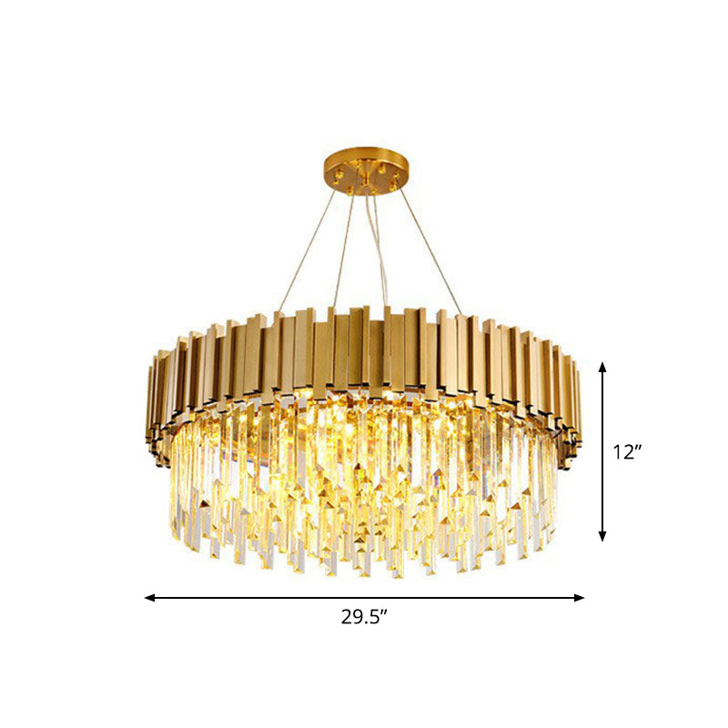 Round Chandelier Lighting Minimalist Prismatic Crystal Gold Pendant Light for Living Room Clearhalo 'Ceiling Lights' 'Chandeliers' 'Modern Chandeliers' 'Modern' Lighting' 2255667