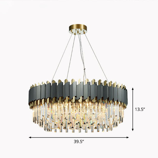 Postmodern Round Ceiling Lighting Crystal Prism Living Room Chandelier Light Fixture in Clear Clear 39.5" Clearhalo 'Ceiling Lights' 'Chandeliers' 'Clear' 'Industrial' 'Modern Chandeliers' 'Modern' 'Tiffany' 'Traditional Chandeliers' Lighting' 2255674