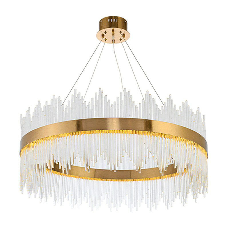 Circle Crystal Rod LED Ceiling Lighting Modern Gold Chandelier Light Fixture for Living Room Clearhalo 'Ceiling Lights' 'Chandeliers' 'Modern Chandeliers' 'Modern' Lighting' 2255704