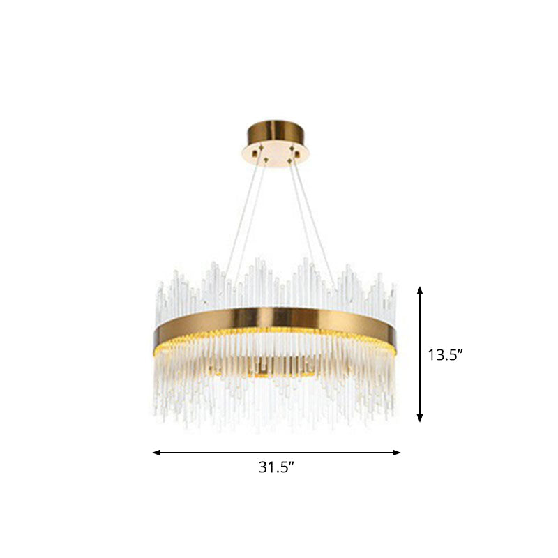 Circle Crystal Rod LED Ceiling Lighting Modern Gold Chandelier Light Fixture for Living Room Clearhalo 'Ceiling Lights' 'Chandeliers' 'Modern Chandeliers' 'Modern' Lighting' 2255709