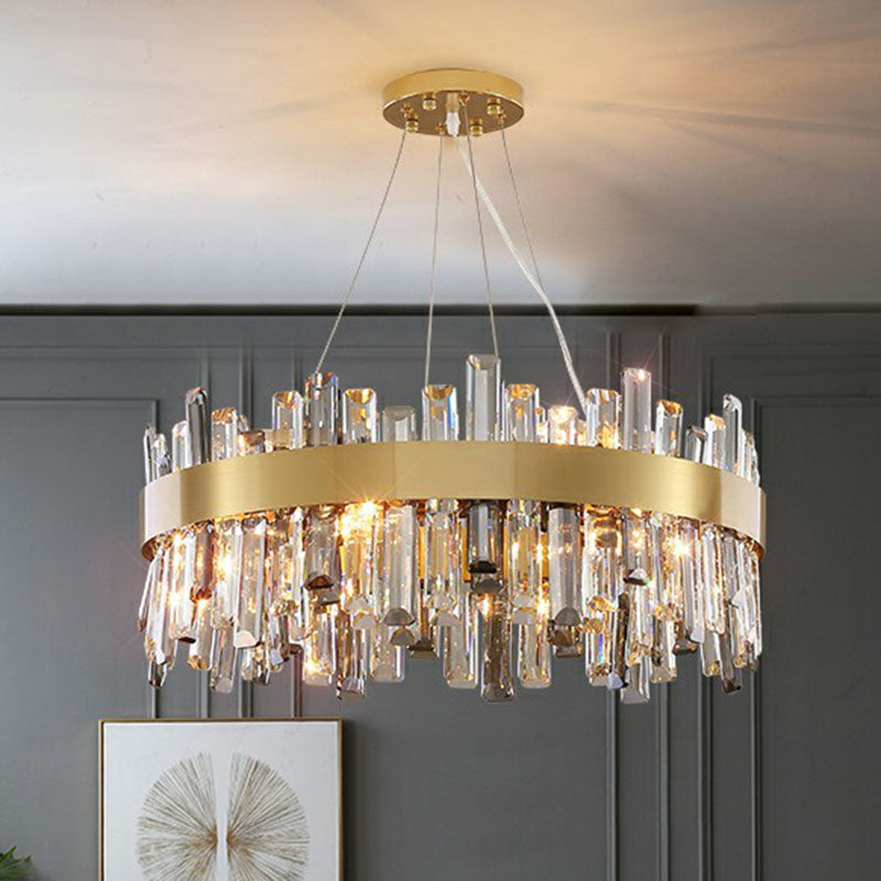 Circular Chandelier Pendant Light Contemporary K9 Crystal Gold Hanging Light for Living Room Clearhalo 'Ceiling Lights' 'Chandeliers' 'Modern Chandeliers' 'Modern' Lighting' 2255710