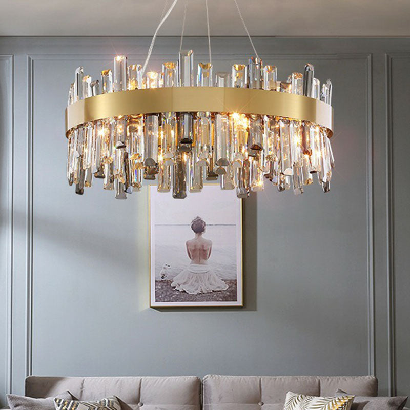 Circular Chandelier Pendant Light Contemporary K9 Crystal Gold Hanging Light for Living Room Clearhalo 'Ceiling Lights' 'Chandeliers' 'Modern Chandeliers' 'Modern' Lighting' 2255711