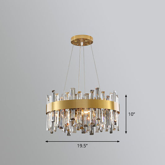 Circular Chandelier Pendant Light Contemporary K9 Crystal Gold Hanging Light for Living Room Gold 19.5" Clearhalo 'Ceiling Lights' 'Chandeliers' 'Modern Chandeliers' 'Modern' Lighting' 2255713