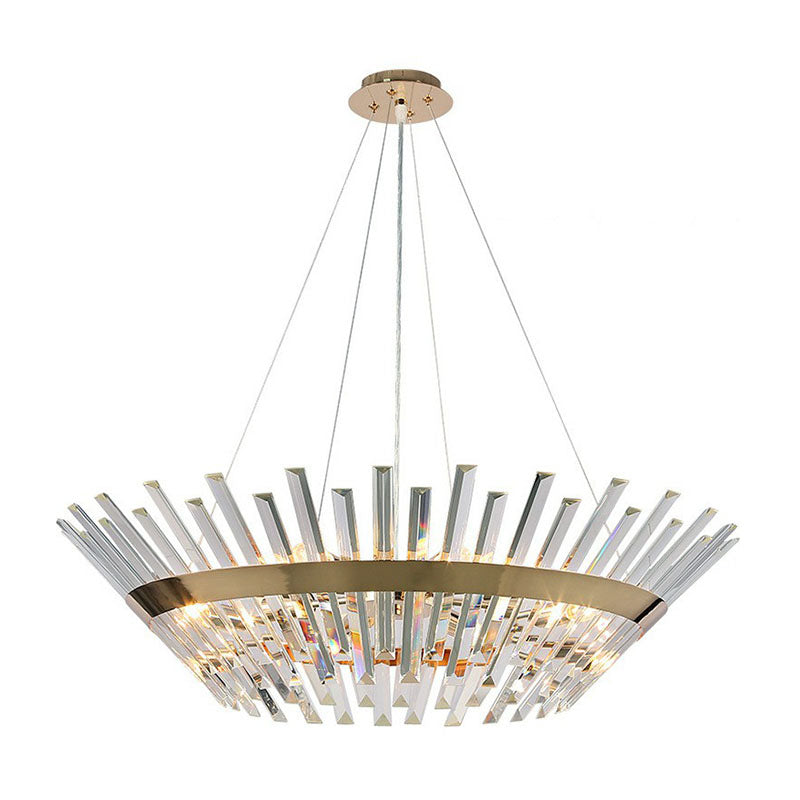 Tapered Chandelier Lighting Minimalist Crystal Prism Living Room Pendant Light in Gold Clearhalo 'Ceiling Lights' 'Chandeliers' 'Modern Chandeliers' 'Modern' Lighting' 2255733