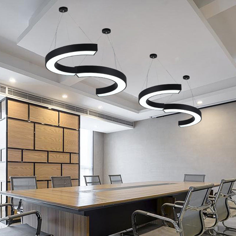Curve Acrylic LED Hanging Lighting Modern Chandelier Light Fixture for Gymnasium Clearhalo 'Ceiling Lights' 'Chandeliers' 'Modern Chandeliers' 'Modern' Lighting' 2255754