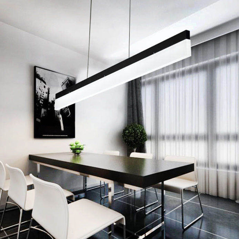 Linear Office Hanging Lamp Kit Acrylic Minimalistic LED Chandelier Pendant in Black Clearhalo 'Ceiling Lights' 'Chandeliers' 'Modern Chandeliers' 'Modern' Lighting' 2255767