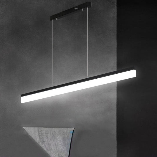Linear Office Hanging Lamp Kit Acrylic Minimalistic LED Chandelier Pendant in Black Clearhalo 'Ceiling Lights' 'Chandeliers' 'Modern Chandeliers' 'Modern' Lighting' 2255769