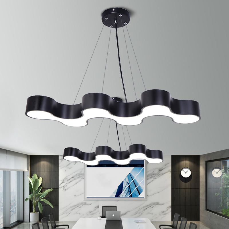 Wave Shaped LED Suspension Light Modern Acrylic Meeting Room Chandelier Lighting Clearhalo 'Ceiling Lights' 'Chandeliers' 'Modern Chandeliers' 'Modern' Lighting' 2255774