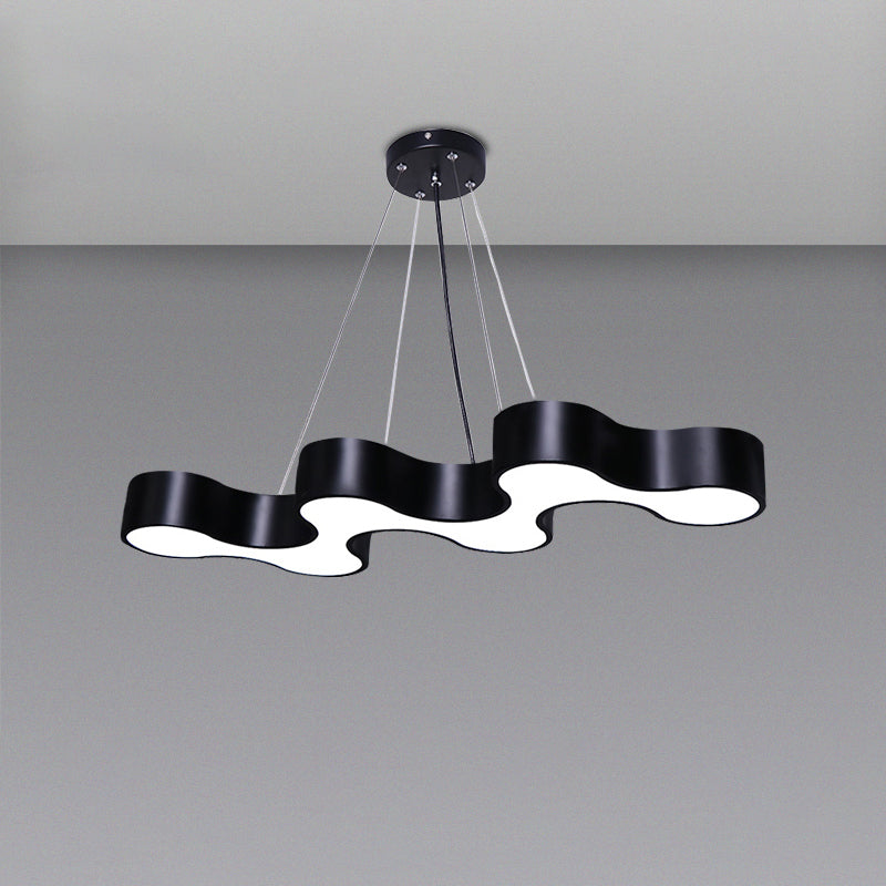 Wave Shaped LED Suspension Light Modern Acrylic Meeting Room Chandelier Lighting Black White Clearhalo 'Ceiling Lights' 'Chandeliers' 'Modern Chandeliers' 'Modern' Lighting' 2255775