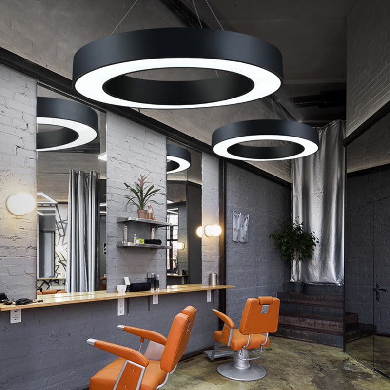 Metal Loop Shaped LED Chandelier Lamp Simplicity Black Finish Pendant Light for Gym Clearhalo 'Ceiling Lights' 'Chandeliers' 'Modern Chandeliers' 'Modern' Lighting' 2255782