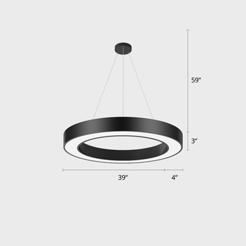 Metal Loop Shaped LED Chandelier Lamp Simplicity Black Finish Pendant Light for Gym Black 39.5" Clearhalo 'Ceiling Lights' 'Chandeliers' 'Modern Chandeliers' 'Modern' Lighting' 2255783