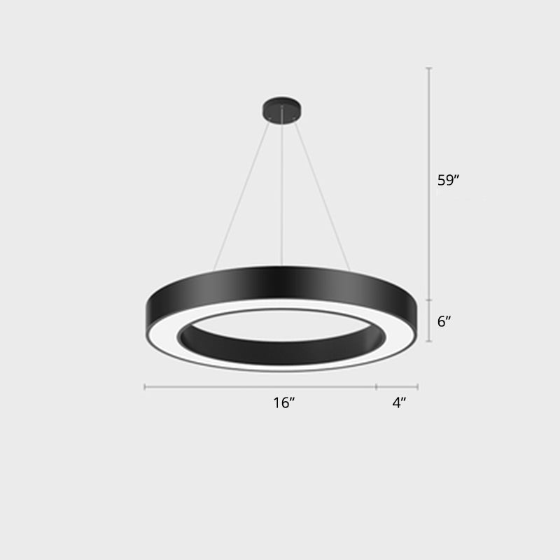 Metal Loop Shaped LED Chandelier Lamp Simplicity Black Finish Pendant Light for Gym Black 16" Clearhalo 'Ceiling Lights' 'Chandeliers' 'Modern Chandeliers' 'Modern' Lighting' 2255789