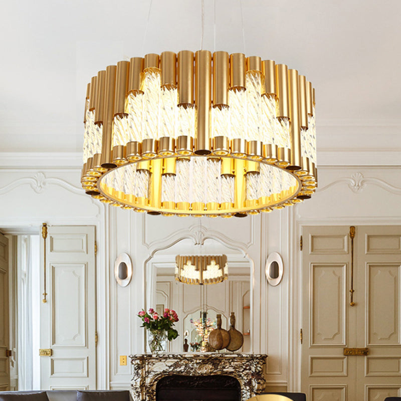 Tubular Metallic Pendant Lighting Traditional LED Gold Living Room Hanging Chandelier Gold Clearhalo 'Ceiling Lights' 'Chandeliers' 'Modern Chandeliers' 'Modern' Lighting' 225586