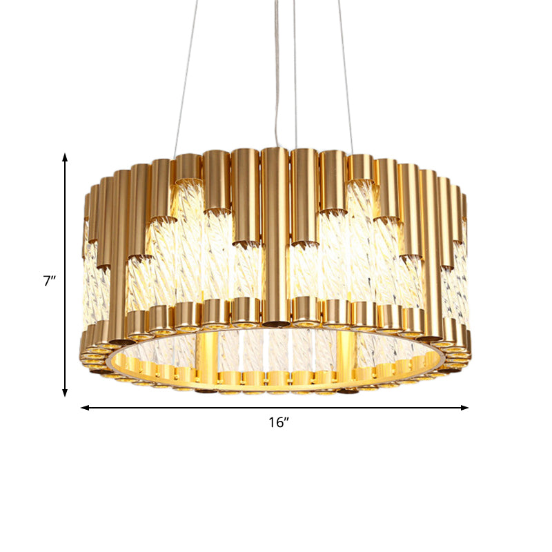 Tubular Metallic Pendant Lighting Traditional LED Gold Living Room Hanging Chandelier Clearhalo 'Ceiling Lights' 'Chandeliers' 'Modern Chandeliers' 'Modern' Lighting' 225589