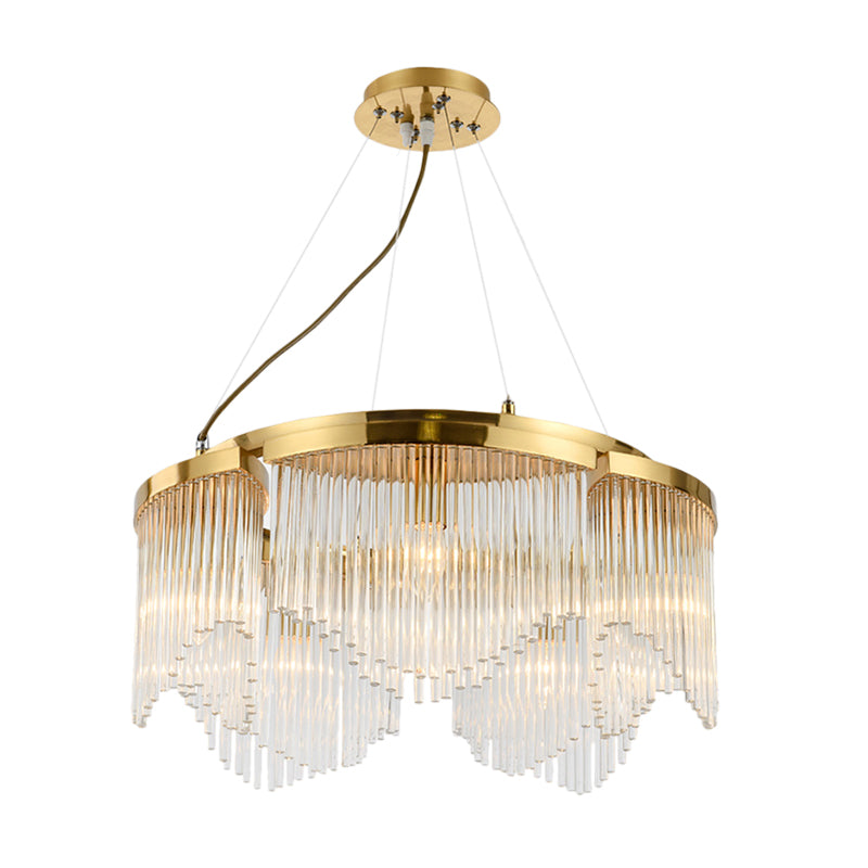 Curtain Living Room Chandelier Light Clear Crystal Glass 5 Heads Contemporary Ceiling Pendant Clearhalo 'Ceiling Lights' 'Chandeliers' 'Modern Chandeliers' 'Modern' Lighting' 225593